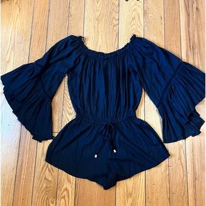Elan Bell Sleeve Off The Should Romper